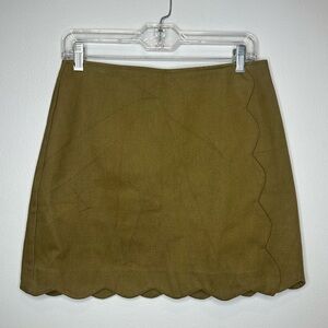 NWT Francesca’s miami Olive Green Faux Wrap Mini Skirt, size M